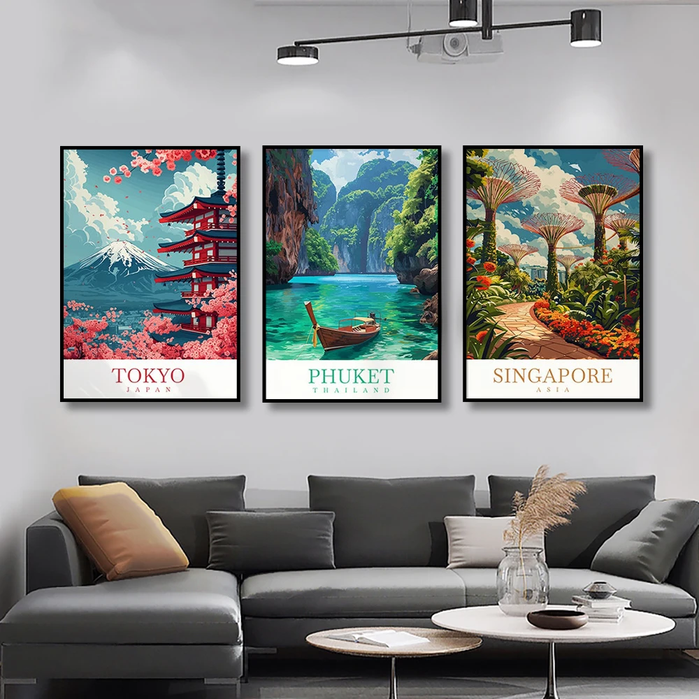 City travel print Canada Phuket Mykonos Sri Lanka city poster canvas painting art living room bedroom corridor wall decoration