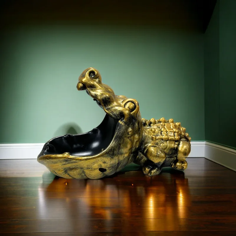 Home Decoration Crocodile Statue Sculpture Key Candy Storage Container Decoration Dining Table
