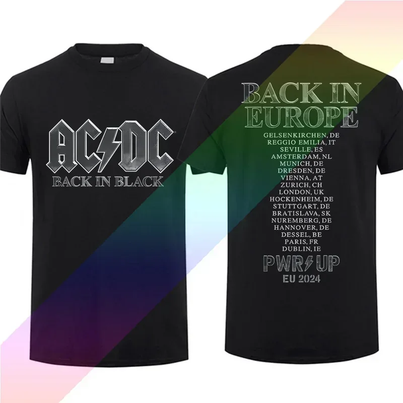 

2024 Men T Shirt Casual AC Back in Black 2024 Tour DC Music Enthusiast T-shirt Graphic Summer Short Sleeves 100% Cotton S-3XL