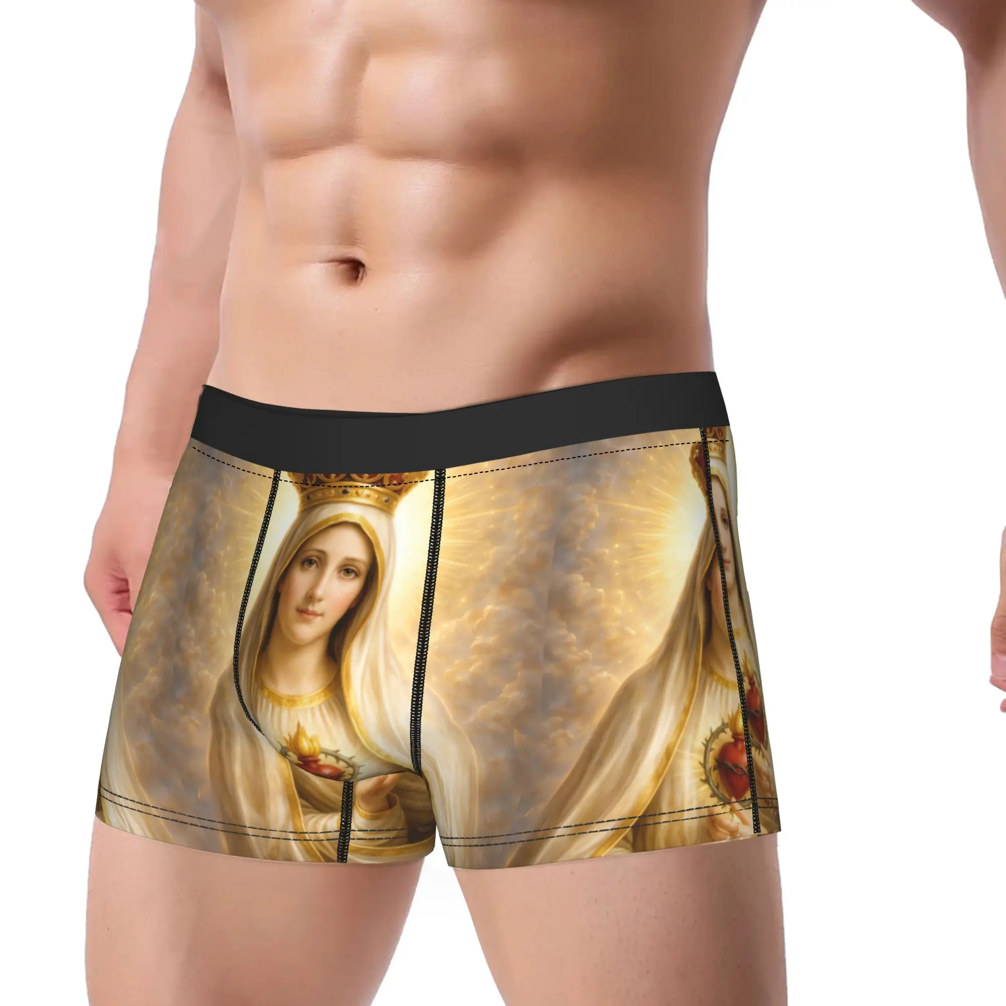 Virgin Mary Sacred Heart Underwear  Men's Shorts Briefs Comfortable Boxer Shorts Hot Sale Printed Plus Size Panties
