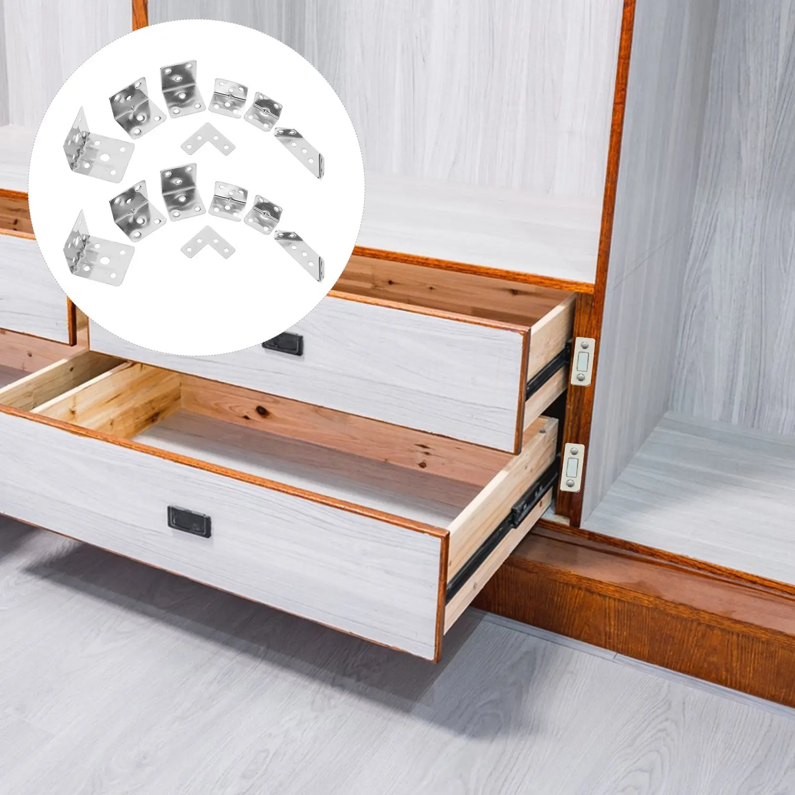 

Набор из 14 угловых кронштейнов из нержавеющей стали для деревянных полок, мебели, крепления полок, соединитель под прямым углом