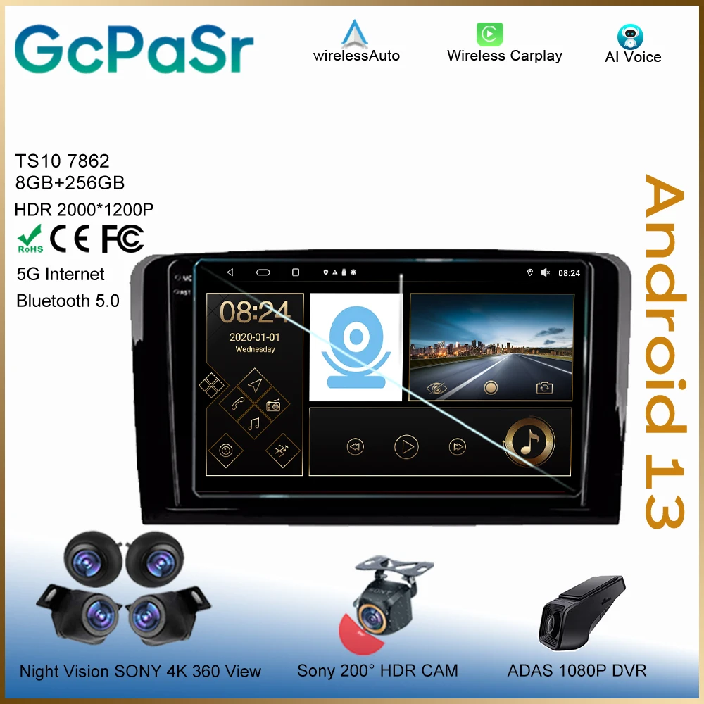 Car GPS Android For Mercedes Benz ML GL ML350 GL320 X164 2005 - 2009 Head Unit 7862 No 2din Carplay Navigation Screen Stereo 4G