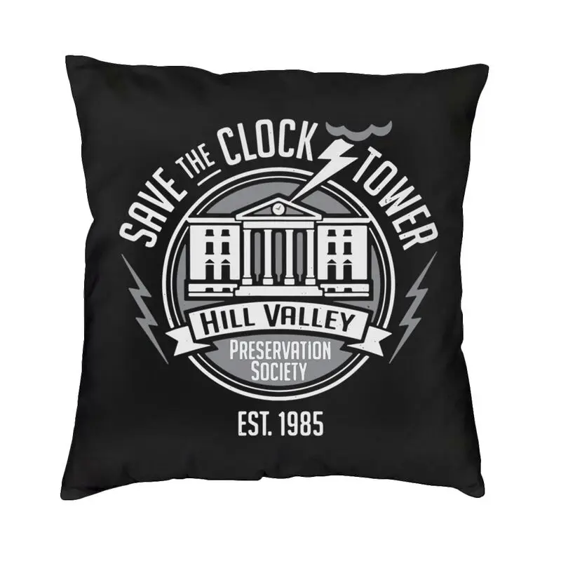 Soft Save The Clock Tower Throw Pillow Cover Decoration Custom Square Back To The Future Cushion Cover 40x40 Pillowcover