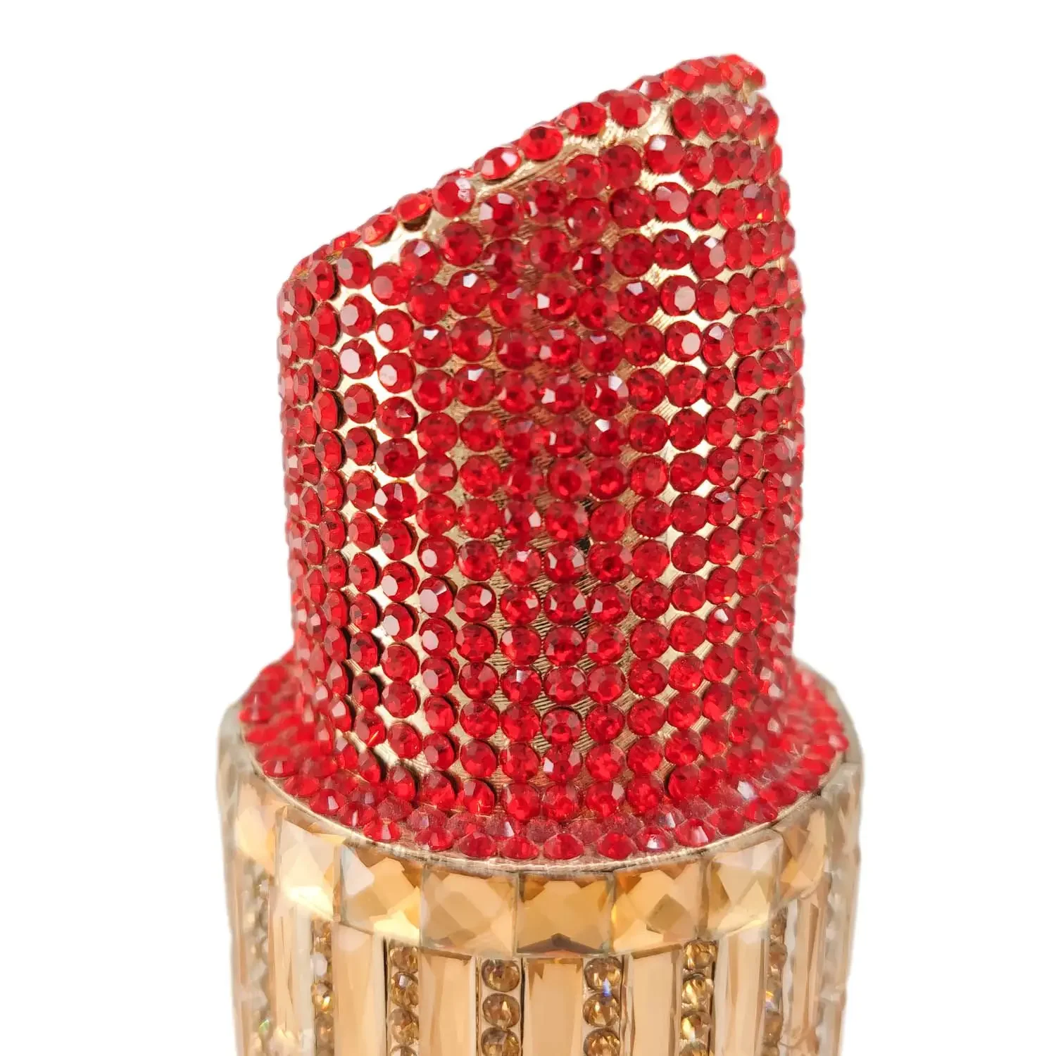 Boutique De FGG (in stock) ผู้หญิง Mini ลิปสติกคลัทช์กระเป๋าถือคริสตัลกระเป๋างานแต่งงาน Rhinestone กระเป๋าถือ