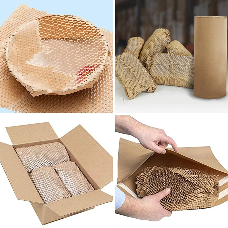 15.7Inchx98ft Eco-Friendly Honeycomb Cushioning Protective Wrap For Packing/Storing Delicate Items,Easy To Dispense Roll