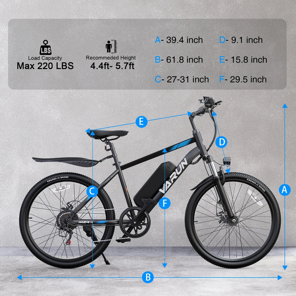 VARUN M24-1 Adult Electric Bike, 500W Peak Power Electric Road Bike, 36V 7.8Ah Battery, 24-inch E-Bike, Max Speed 32km/h image 11