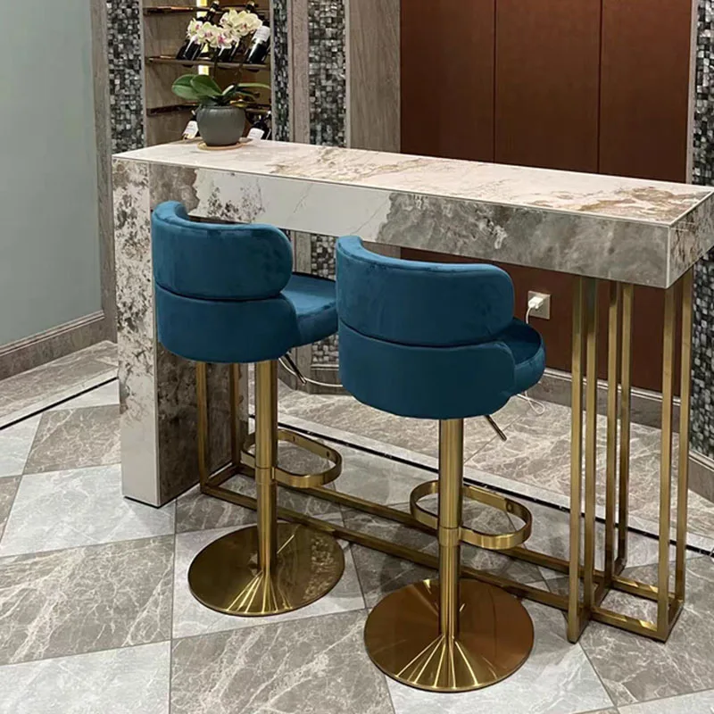 Taburete De Bar De terciopelo De lujo, diseño moderno, dorado, recreativo, sillas De fiesta De alta calidad, Taburetes redondos y elegantes, muebles De Bar