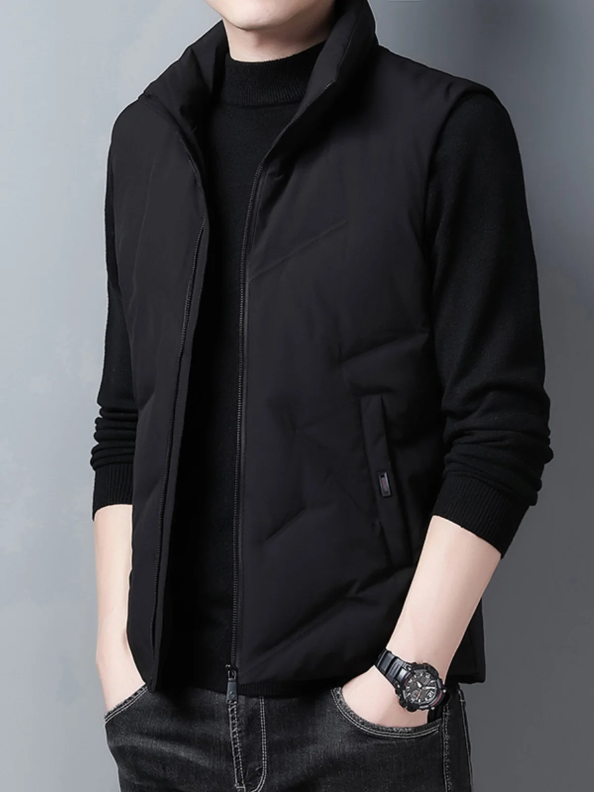 

Мужской пуховый жилет премиум-класса Svel, весна-осень 2023, новая модная верхняя одежда, стильный городской крой, молодежный фасон, полиэстер.