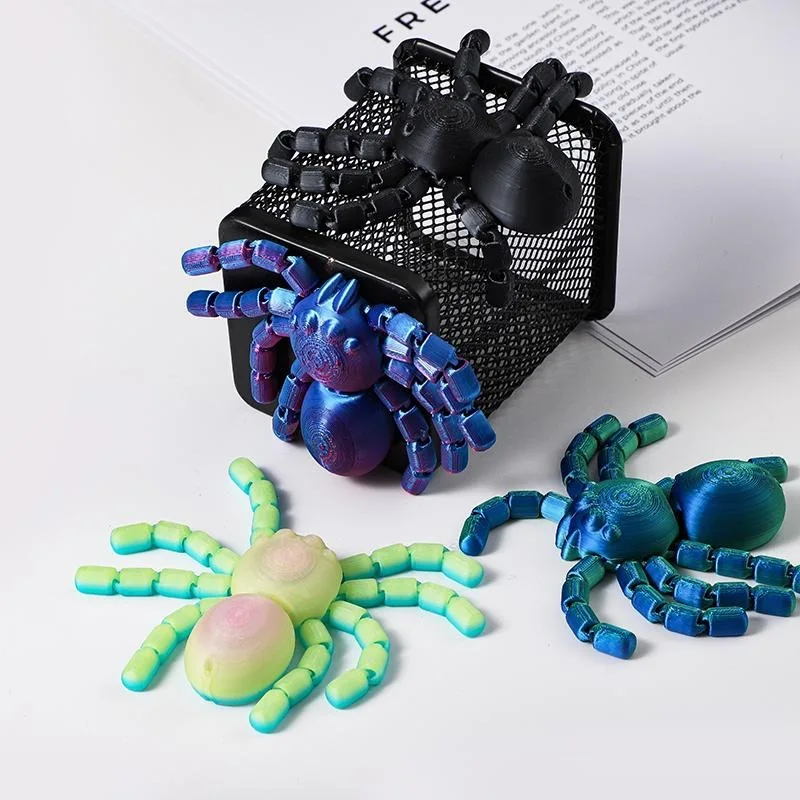 

3D Printed Spider Creative Movable Animal Figurines Fidget Toys 3D Printed Toys Home Decor Desktop Ornament for Halloween Gift