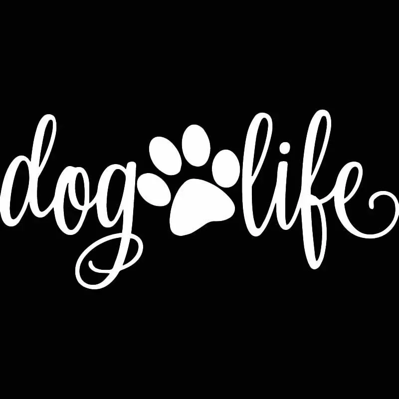 Dog Life Paw Pet Pet Dog Animal Sticker High Quality Car Decoration Personality Pvc Waterproof Decal Black/white, 18cm*8cm