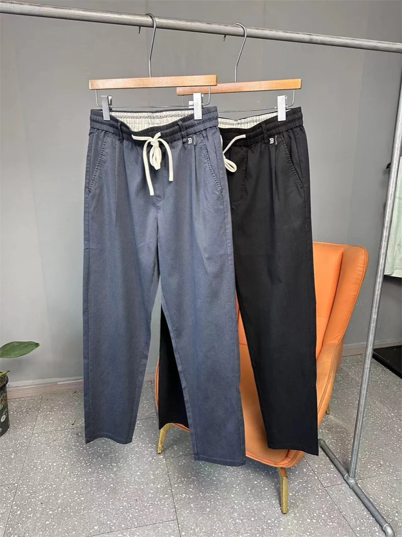 

Lightweight Breathable Men's Straight Leg Casual Pants Elastic Waist Spring Summer Thin Model Casual Trousers Youth Style