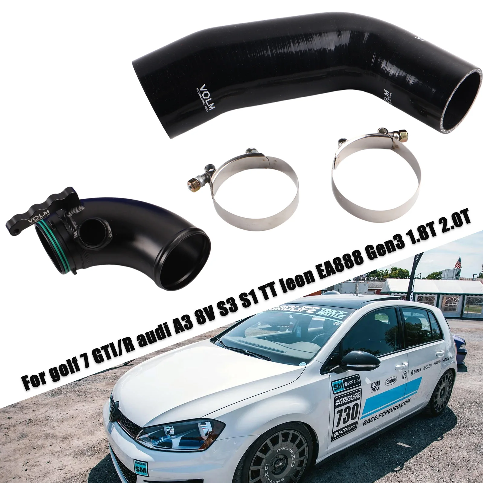 VOLM logo For Volkswagen Golf MK7 GTI 1.8T Turbo Inlet Intake Upgrade Pipes For Skoda Octavia SEAT 1.8T Audi S3 8v 2.0T view 4
