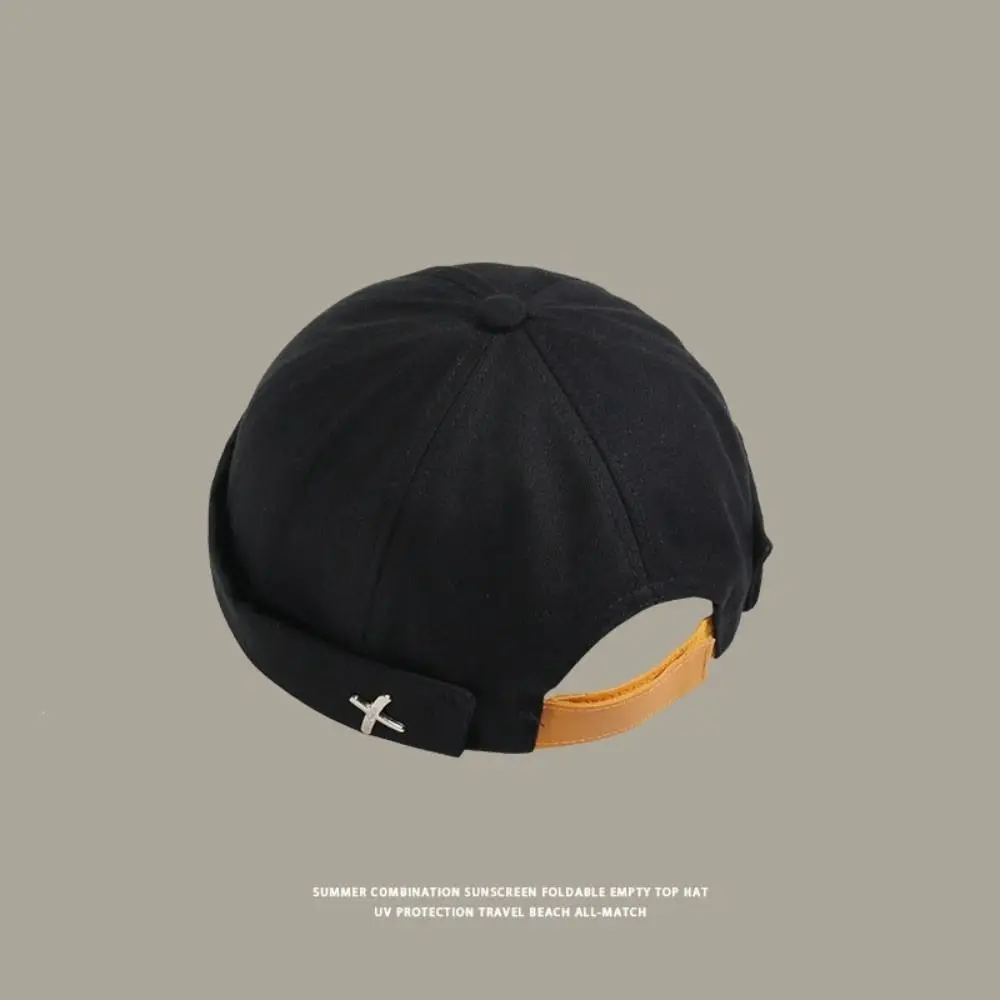 Fashion Solid Color Brimless Docker Cap Vintage Style Cotton Dome Melon Cap Adjustable Melon Beanie Cap For Men Women