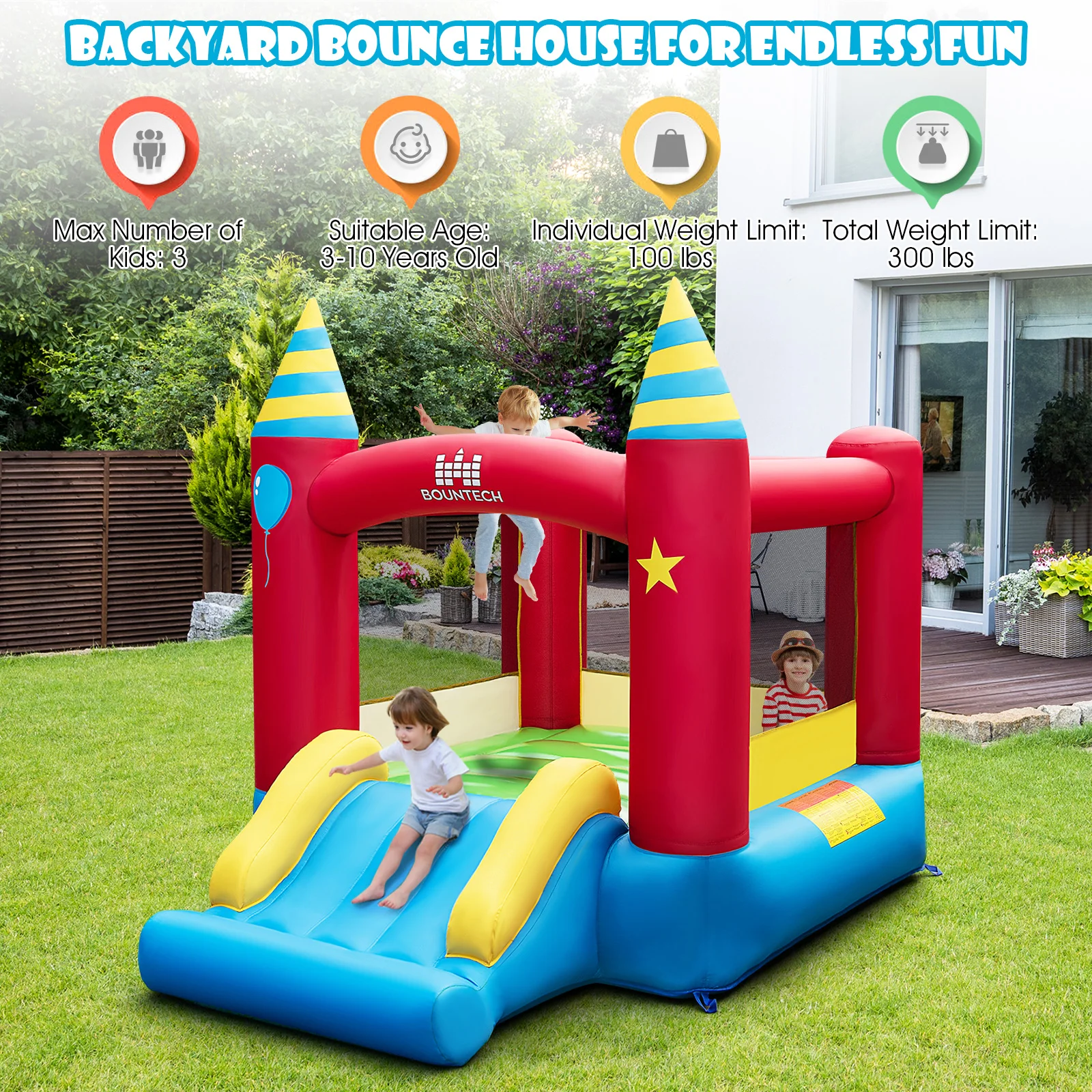 Inflatable Bounce Castle Kids Jumping Bouncer Indoor Outdoor Blower Excluded