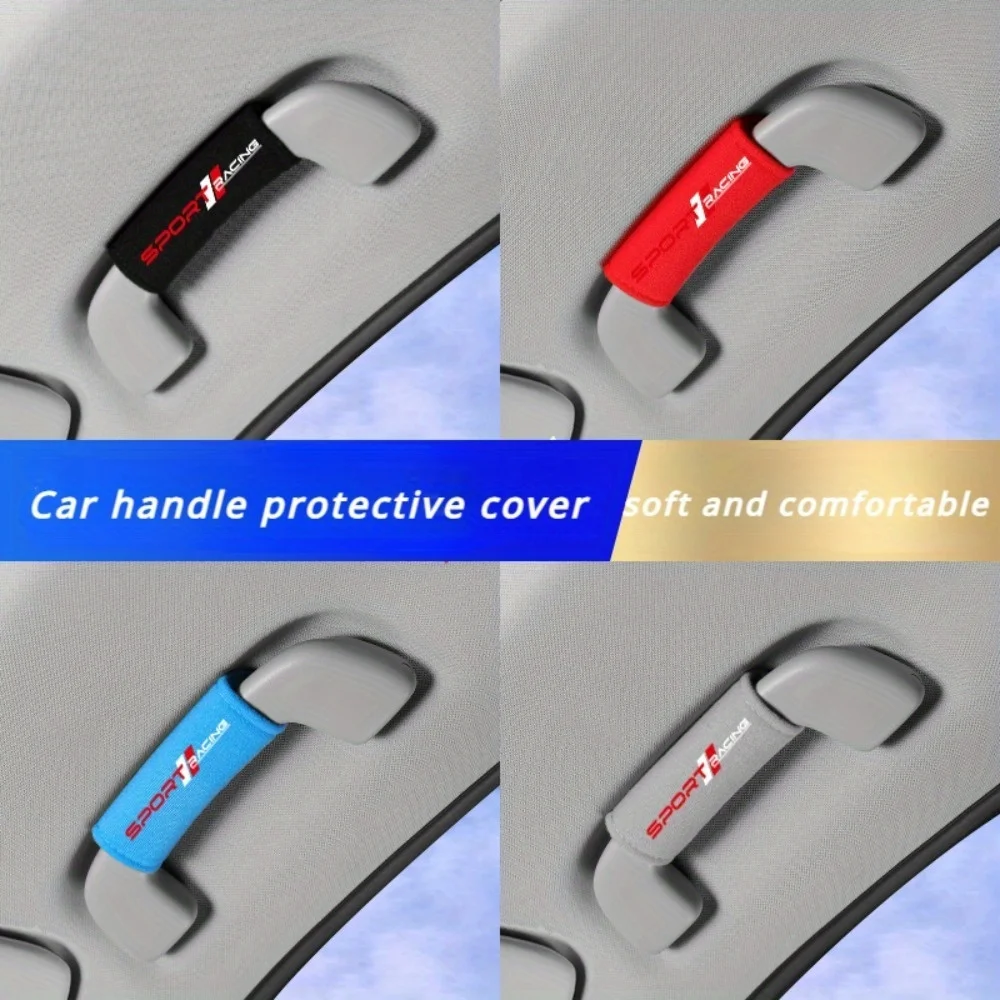 4Pcs SPORT Racing Car Roof Grab Handle Covers Non-slip Auto Interior Protector Sleeve Universal Car Accessories 