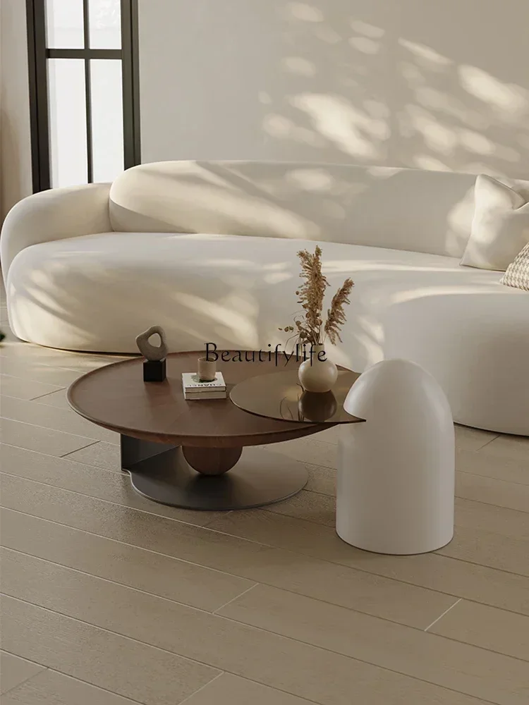 

lMedieval style round household walnut color parquet simple modern Italian minimalist