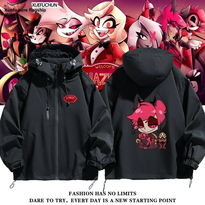 

Alatar Broaast Devil Coat Jaet ex Autumn Winter Spring Outerwear Windproof Polyester Fiber Hooded Zipper Closure