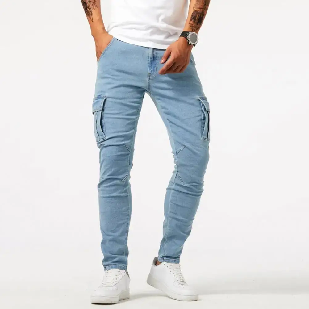 

Solid Color Men Pants Durable Men's Work Pants with Reinforced Pockets Stretchy Fabric Slim Fit Design for Casual for Vacation