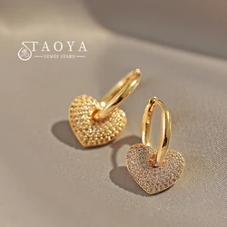 Premium Feeling Micro-set Zircon Heart Shaped Pendant Earrings 2023 New Fashion Jewelry Party Exquisite Accessories For Womens