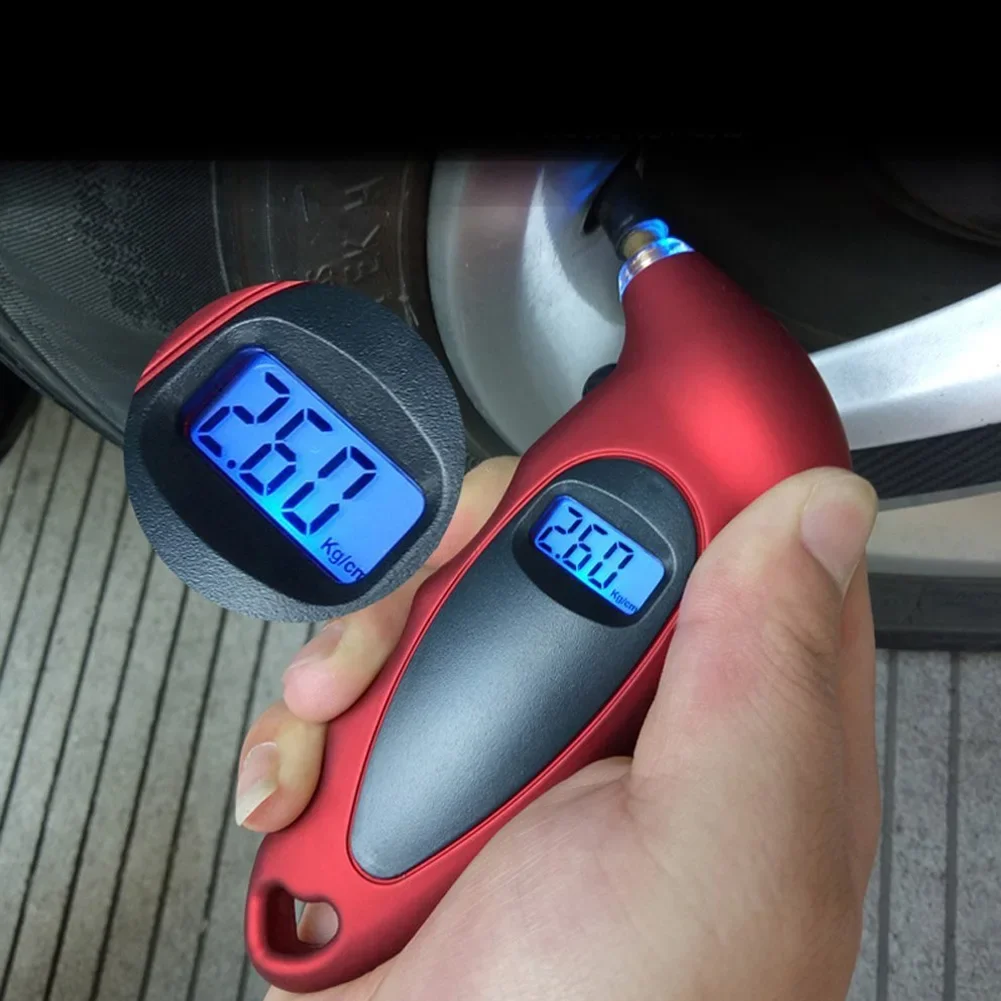Manômetro para pneus de carro com display LCD, digital, retroiluminação, alta precisão, monitoramento da pressão do ar, novo