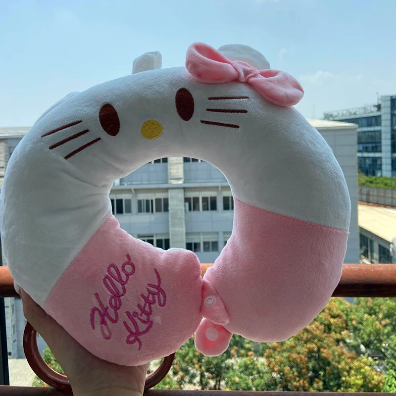 Sanrio Niedliches U-förmiges Nackenkissen Hello Kitty Purin Pochacco Tragbares Nickerchenkissen Perfekt für Nackenstütze Kuromi Plüschtier