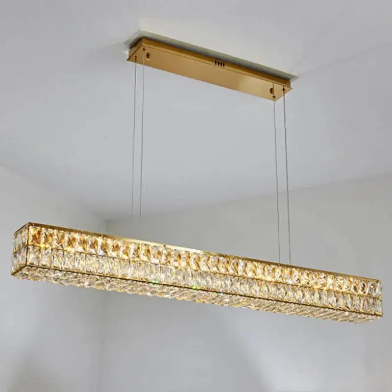 Postmodern Light Luxury Restaurant Pendant Light Dimmable Stainless Steel Led Chandelier Living Room Bar Crystal Pendant Light