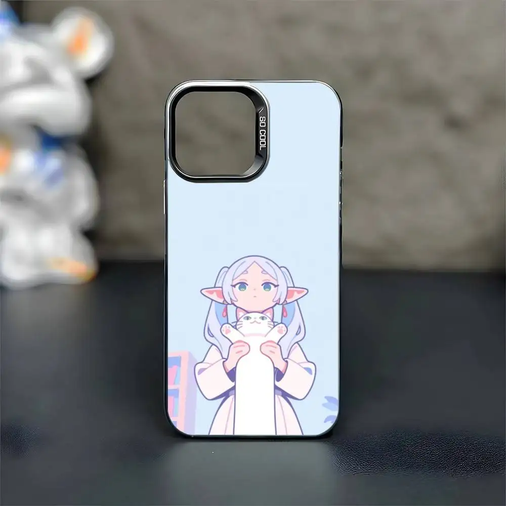 Funda de teléfono Anime Frieren Beyond Journeys End para iPhone17,16,15,14,13,12,11 Plus,Pro Max, funda negra mate a prueba de golpes