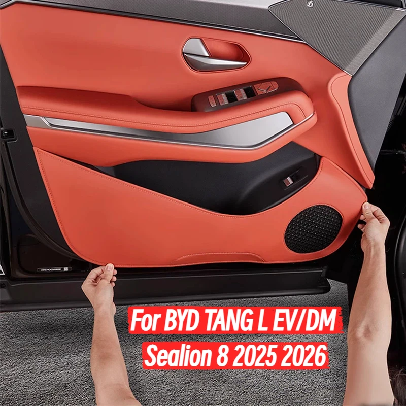 For BYD TANG L EV/DM Sealion 8 2025 2026 Leather Side Door Panel Protector Anti-Dirty Pad Car Interior Decoration