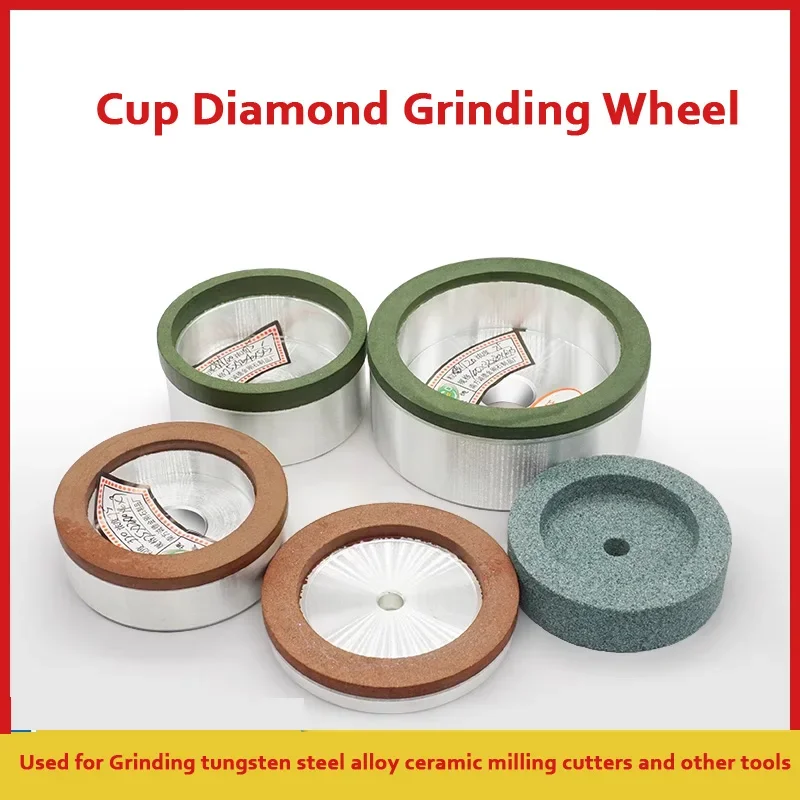 Cup-shaped Resin Diamond Grinding Wheel Dia50/75/80/100mm Carving Knives Milling Cutters Single-sided Concave Alloy Grind Wheel