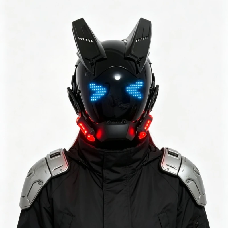 The Built-in Led Screen Supports App Control. The Cyberpunk Helmet Mask Is Suitable For Halloween Role-playing Parties And Music