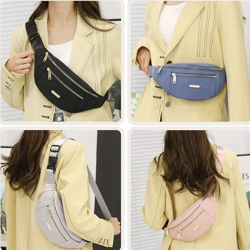 Women Waist Bag Oxford Belt Waist Packs Adjustable Strap Crossbody Bag Casual Shoulder Chest Bag Handbag Messenger