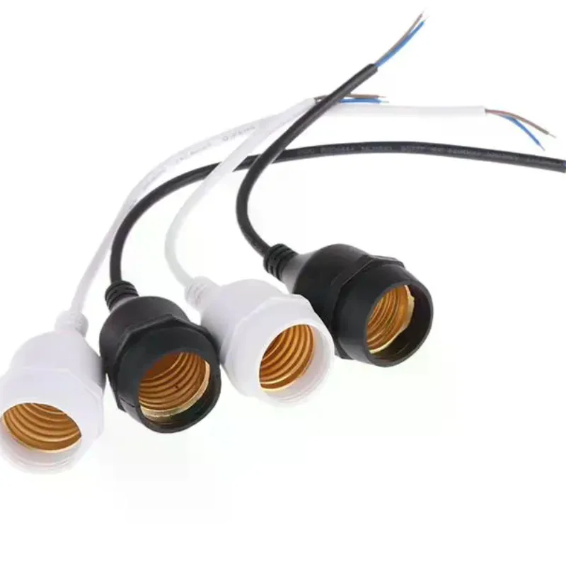 HOT 20/30/50/100/200CM Outdoor Waterproof E27 Lamp Holder With Power Cord Socket Industrial Farm Screw String Lamp Connector