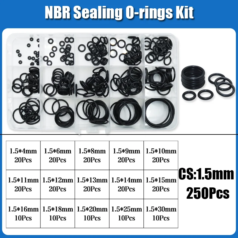 O-Ring NBR Dichtungsscheibe Sanitär Dichtung Dicke 1/1,5/2,0/2,4/3,1/4,0 Nitril-Butadien-Gummi Abstandshalter Ölbeständigkeit Oring Kit – Detail 20