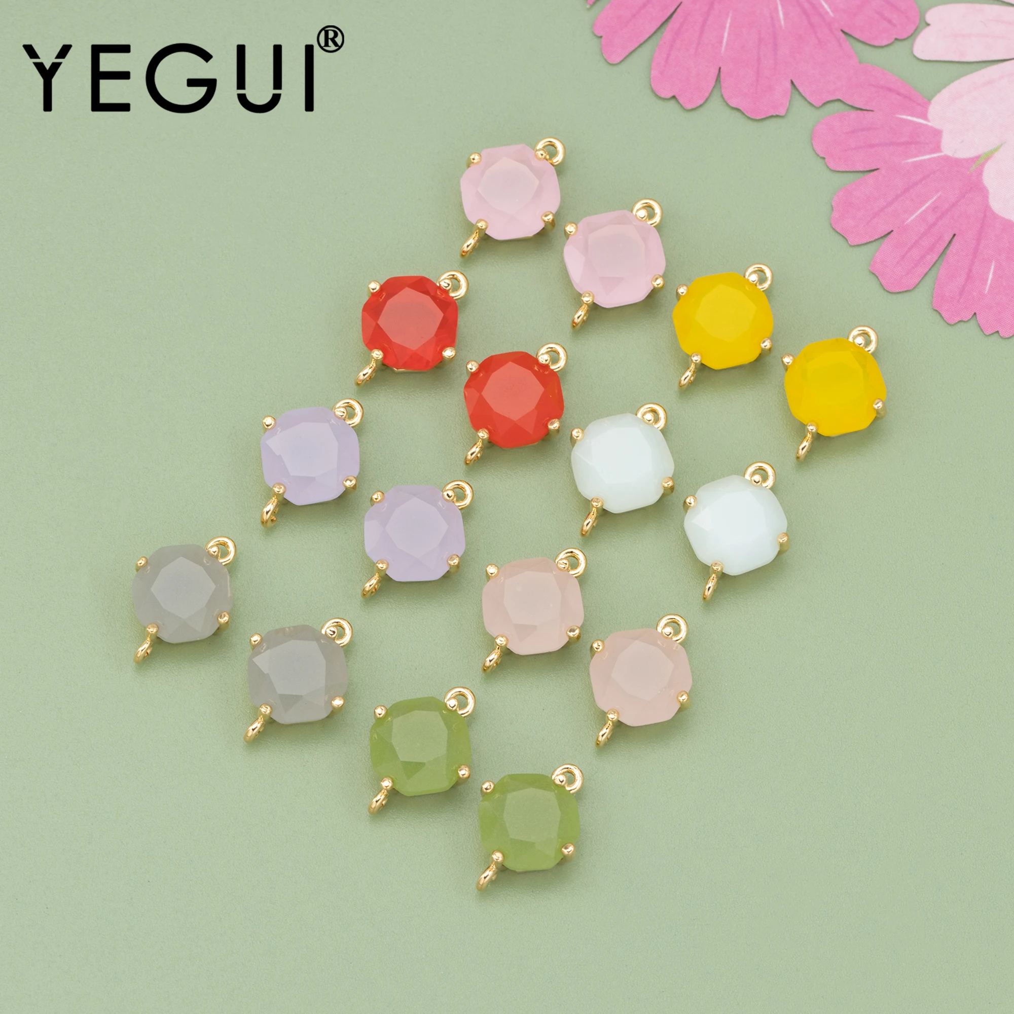 

YEGUI MA61,diy jewelry,nickel free,18k gold plated,copper,zircons,charms,jewelry making,diy earring necklace pendants,6pcs/lot