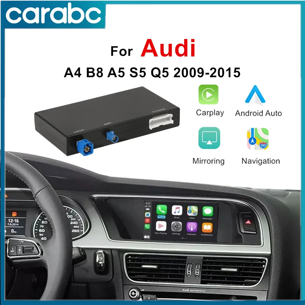 

CARABC Беспроводной CarPlay и Android Auto для Audi A4 B8, A5, Q5, S5 2009-2015, MMI 3G, Bluetooth, GPS-навигация, функция Mirror Link