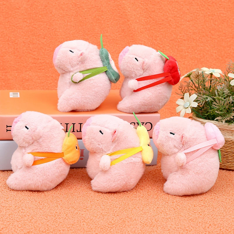 Cute Capybara peluche bambola portachiavi animali di peluche Capibara con frutta zaino ciondolo portachiavi regalo di natale di compleanno