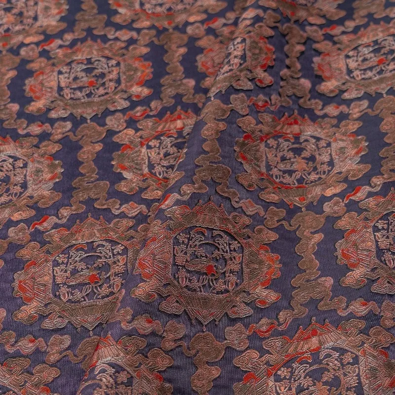 Fioletowo-czerwona rayonowa tkanina żakardowa w kwiaty z lureksem, nowy chiński styl, na koszule, sukienki, qipao, kamizelki, hanfu, akcesoria do szycia DIY