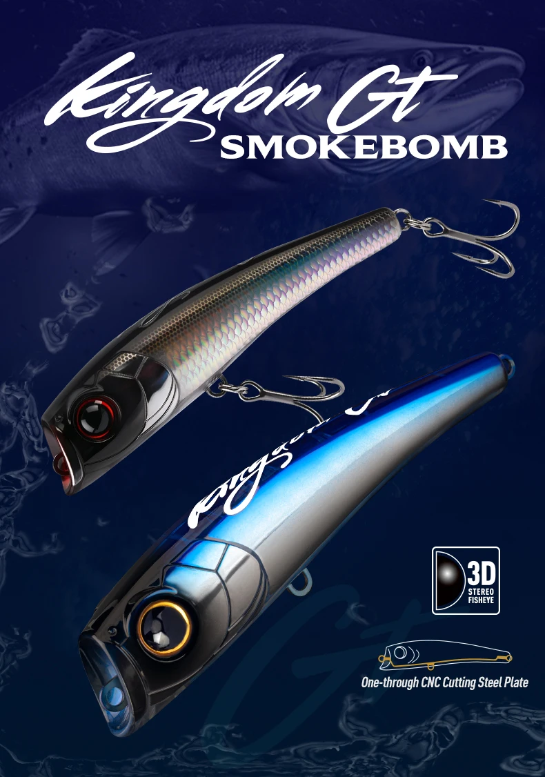Kingdom GT Popper Angelköder 120mm 140mm 160mm 180mm Schwimmender Oberflächenköder Künstliche Hartköder Durchgehender Draht Salzwasser GT Thunfisch – Detail 1