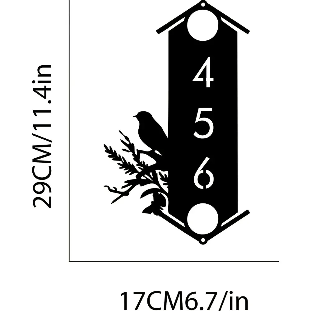 ป้ายที่อยู่โลหะสไตล์นกที่กําหนดเองอย่างมีสไตล์พร้อมป้ายหมายเลขแนวตั้งส่วนบุคคลติดผนังย้อนยุคเหมาะสําหรับบ้าน