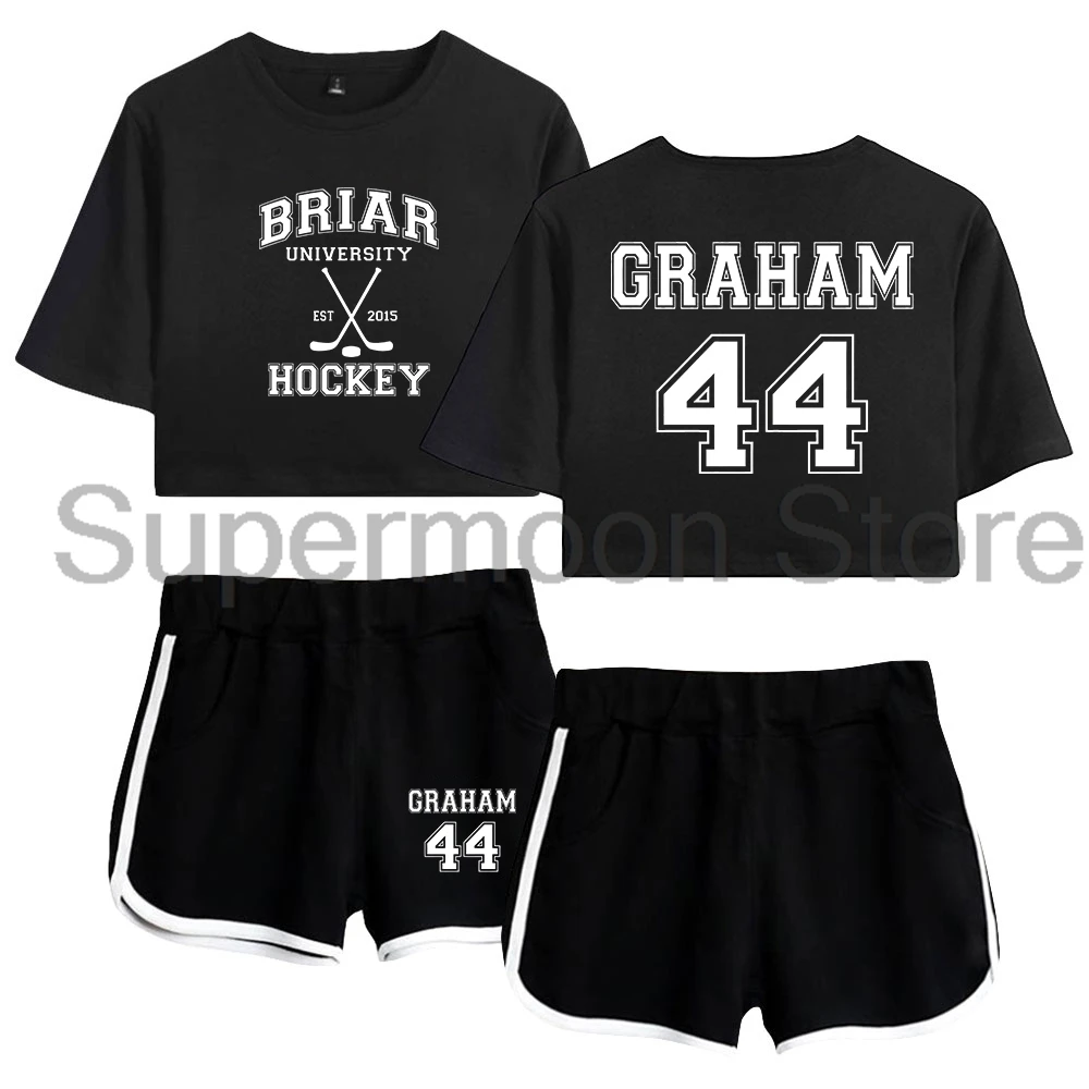 Off Campus Briar University Team Merch Short Sleeve Crop Top+Shorts Two Piece Sets Women's Top Sets