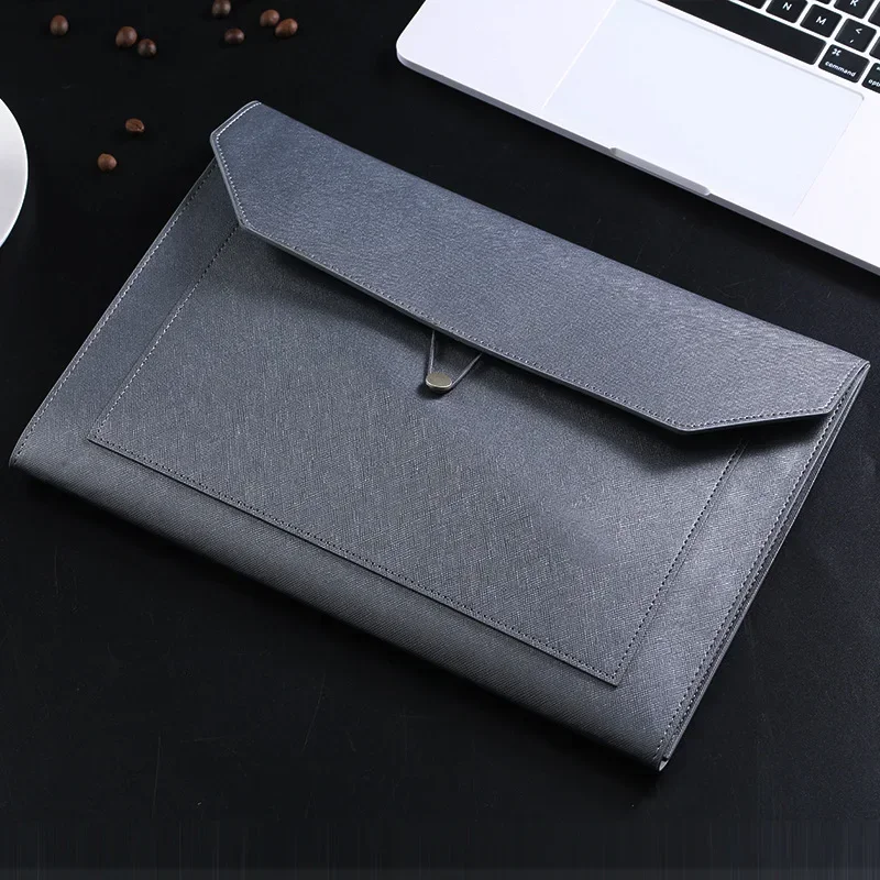 Large Capacity Faux Leather File Bag for Business and Office A4 Storage File Bag Multi-functional Leather Folder Bag