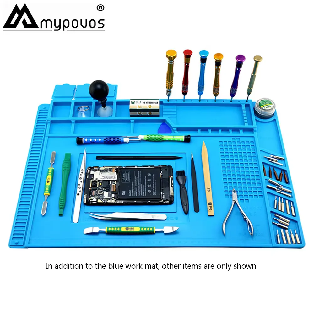 Magnetic Mat Silicone Work Mat Soldering Station Mat Heat Resistant 500℃(932°F)Anti-Static for Electronic Phone Laptop Watch Rep