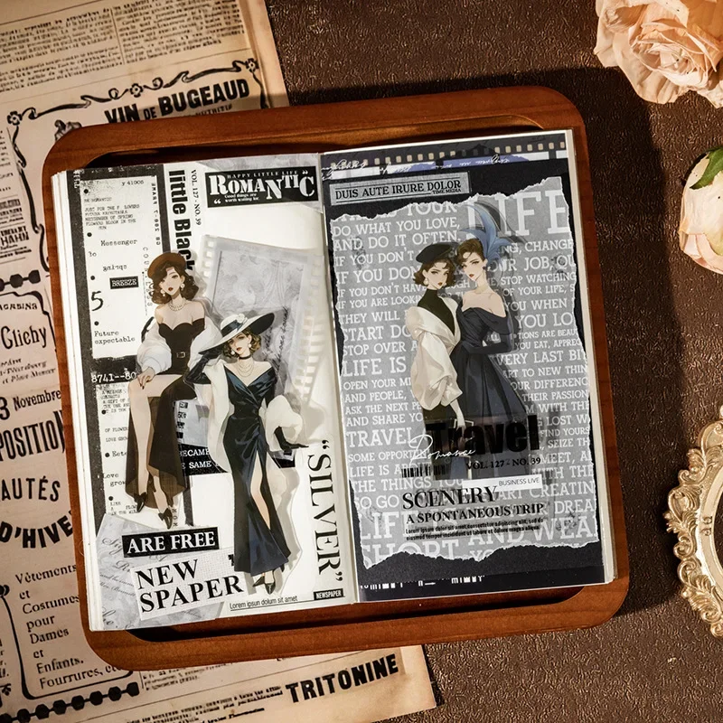 

20 листов/упаковка, высечка, длинная полоска, спиральная наклейка, книга в стиле Лос-Анджелеса, серия, 4 стиля, оригинальный декор с персонажами для рукоделия