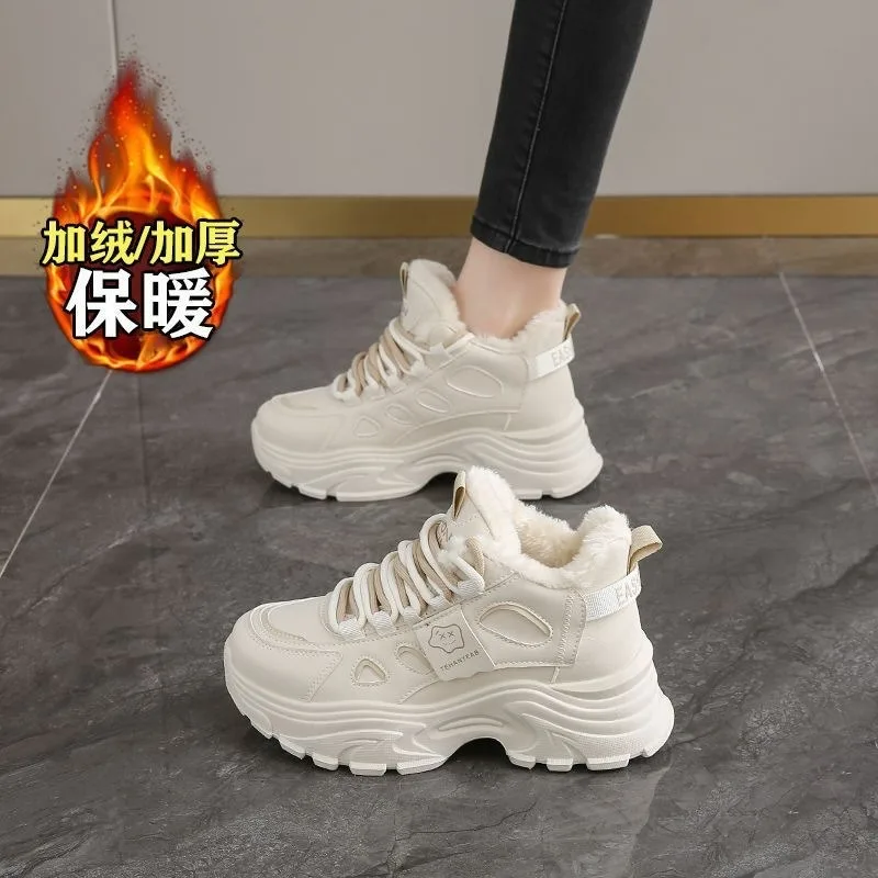 2026 Winter Elegant Velvet Round Toe Sports Leisure Shoes Fashionable and Hot Selling New Comfortable Women's Vulcanized Shoes