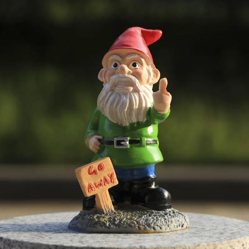 Fun White Beard Dwarf Sculpture Outdoor Garden Elf Statue Creative \