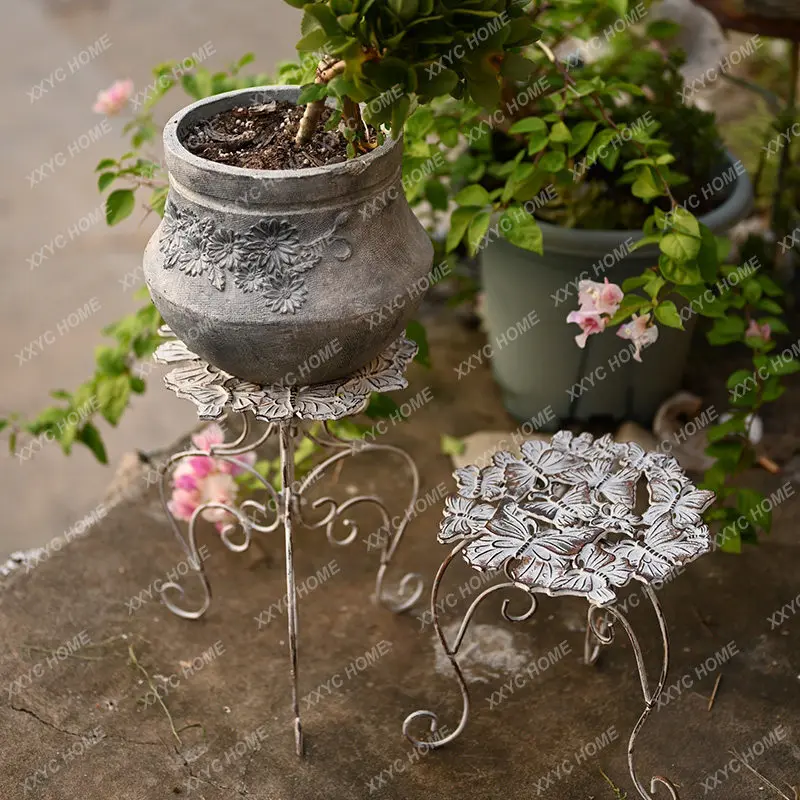 Country retro iron wrought iron butterfly flower stool, garden, courtyard, balcony, outdoor and indoor