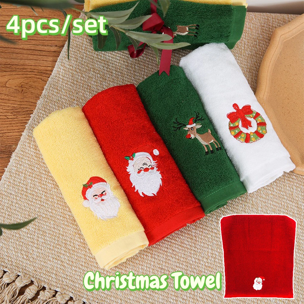 

1/4pcs New Xmas Face Towel Christmas Decor Santa Claus 32x45cm Absorbent Hand Bath Towels Home Hotel Bathroom Christmas Gifts