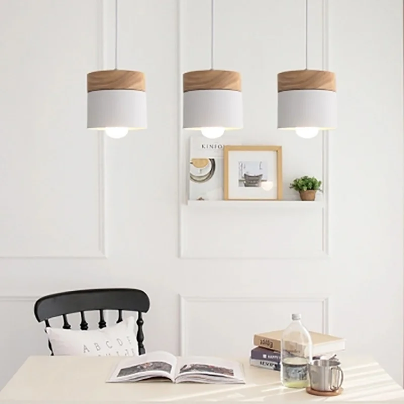 Lámpara nórdica creativa para comedor, luz de pasillo de hierro moderna, cabeza única, blanca y gris, mesita de noche, pequeña