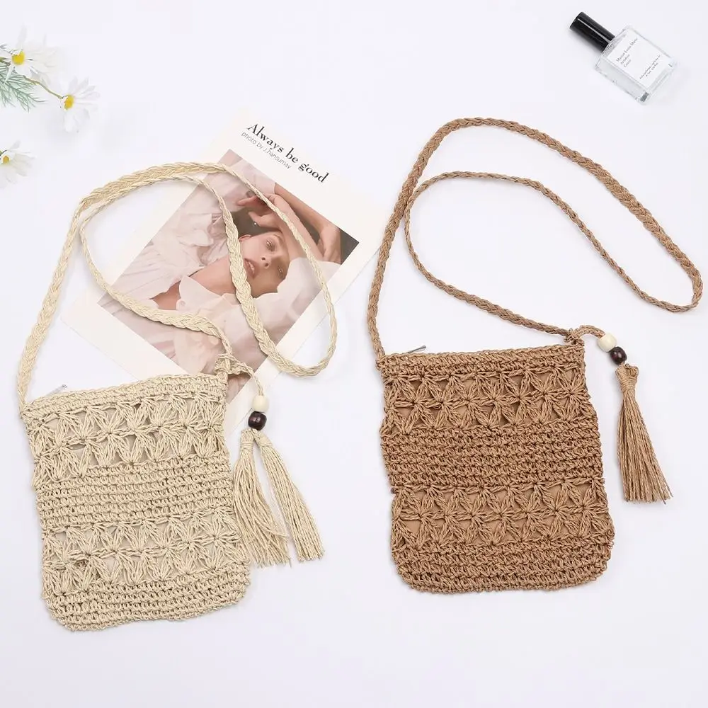 Small Straw Beach Bag for Women Summer Woven Straw Purse Cute Shoulder Bag Women\'s Mini Crossbody Handbags