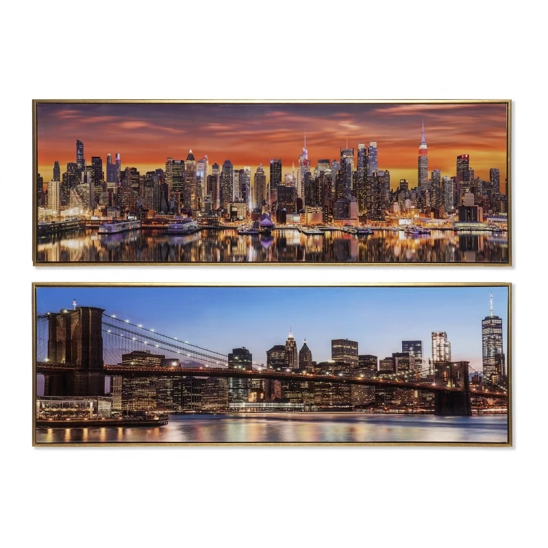 Paintings & canvases Set 2 picture canvas skyline framed city 157385